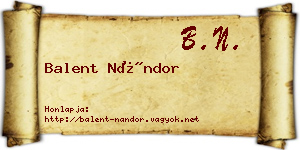 Balent Nándor névjegykártya